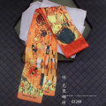Foulard en soie étroit pour femme foulard de style printemps imprimé foulard en soie de décoration